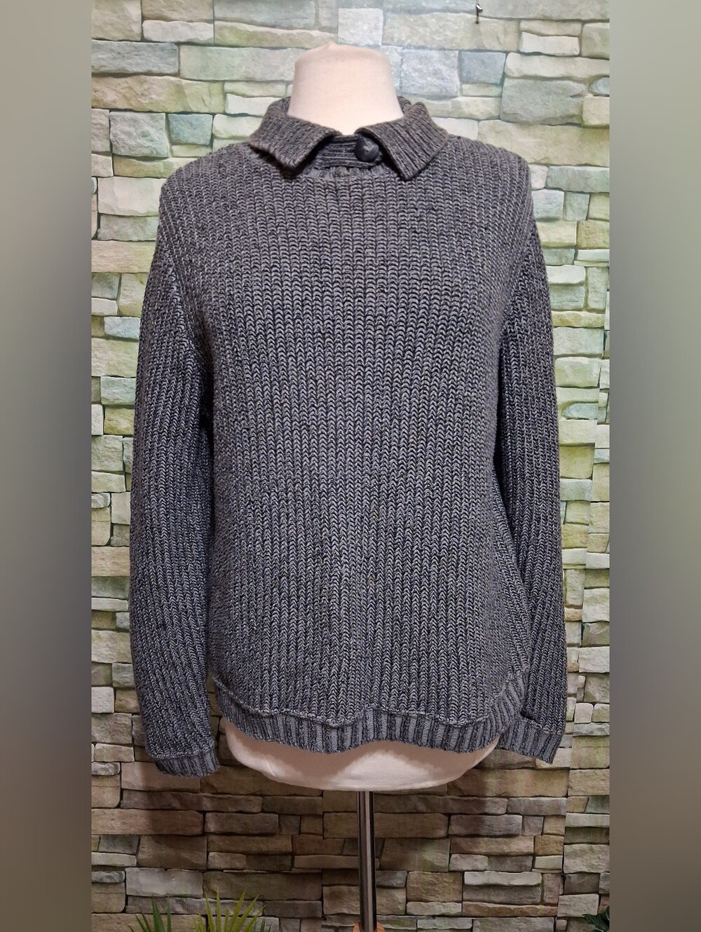 Willow Womens Chunky Knit Sweater Peter Pan Collar